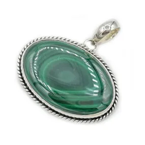 Malachite Gemstone Silver Bohemian Pendant