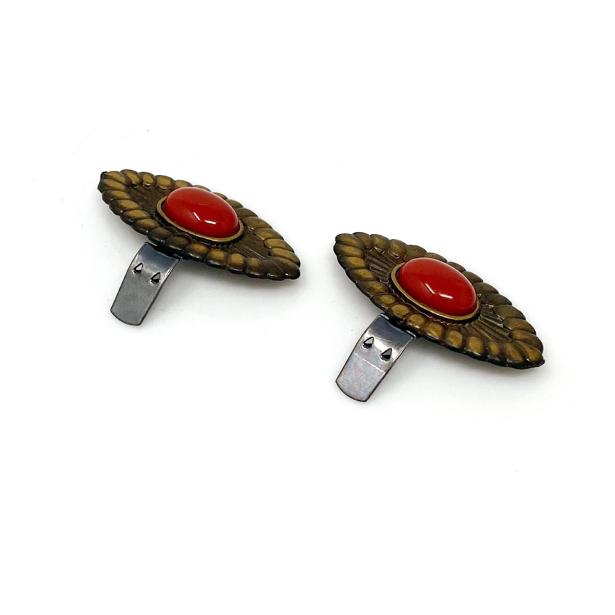 MIGUEL bronze carnelian shoe clips