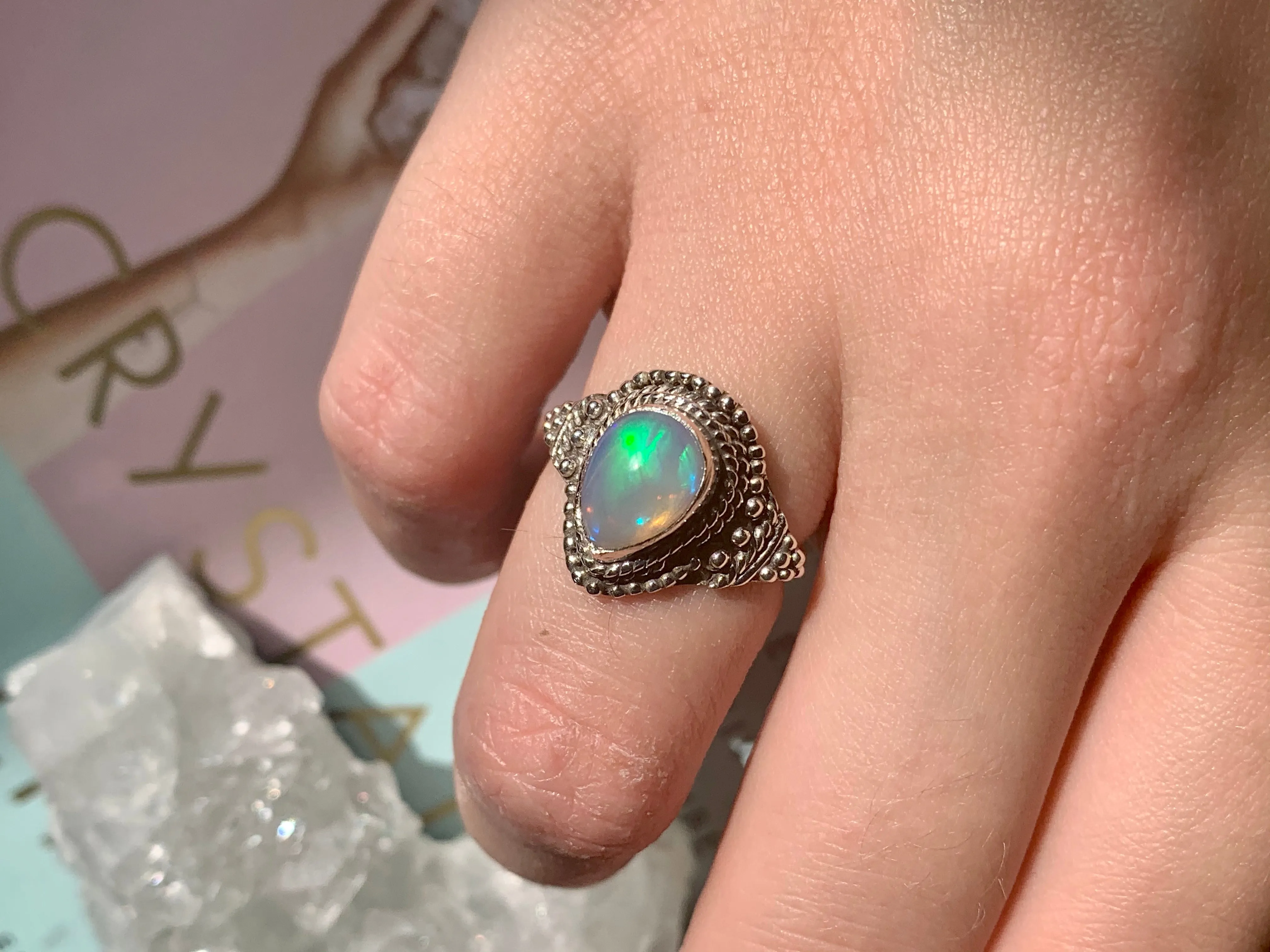 Opal Circe Ring - Teardrop / Round