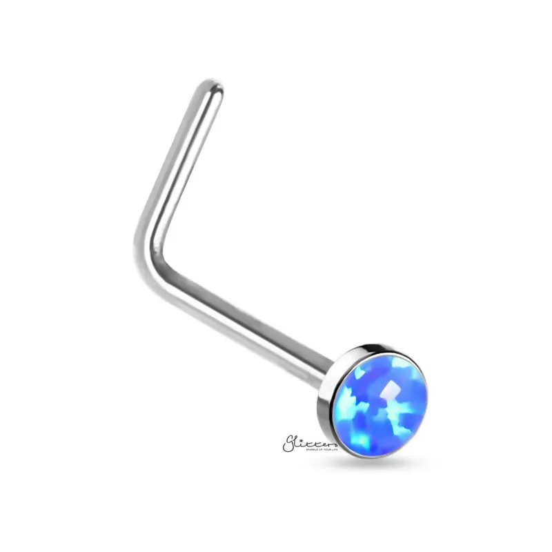 Opal Set L Bend Nose Stud Rings