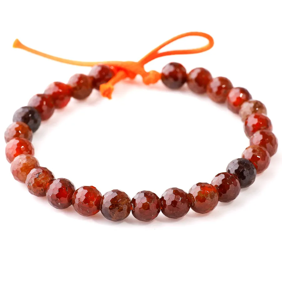 Orange Garnet 8mm Round Faceted - Large Hole Beads