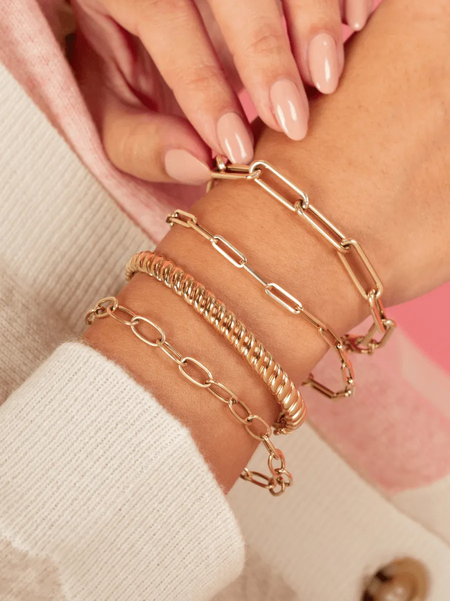 Paperclip 'M' Chain Bracelet 14K