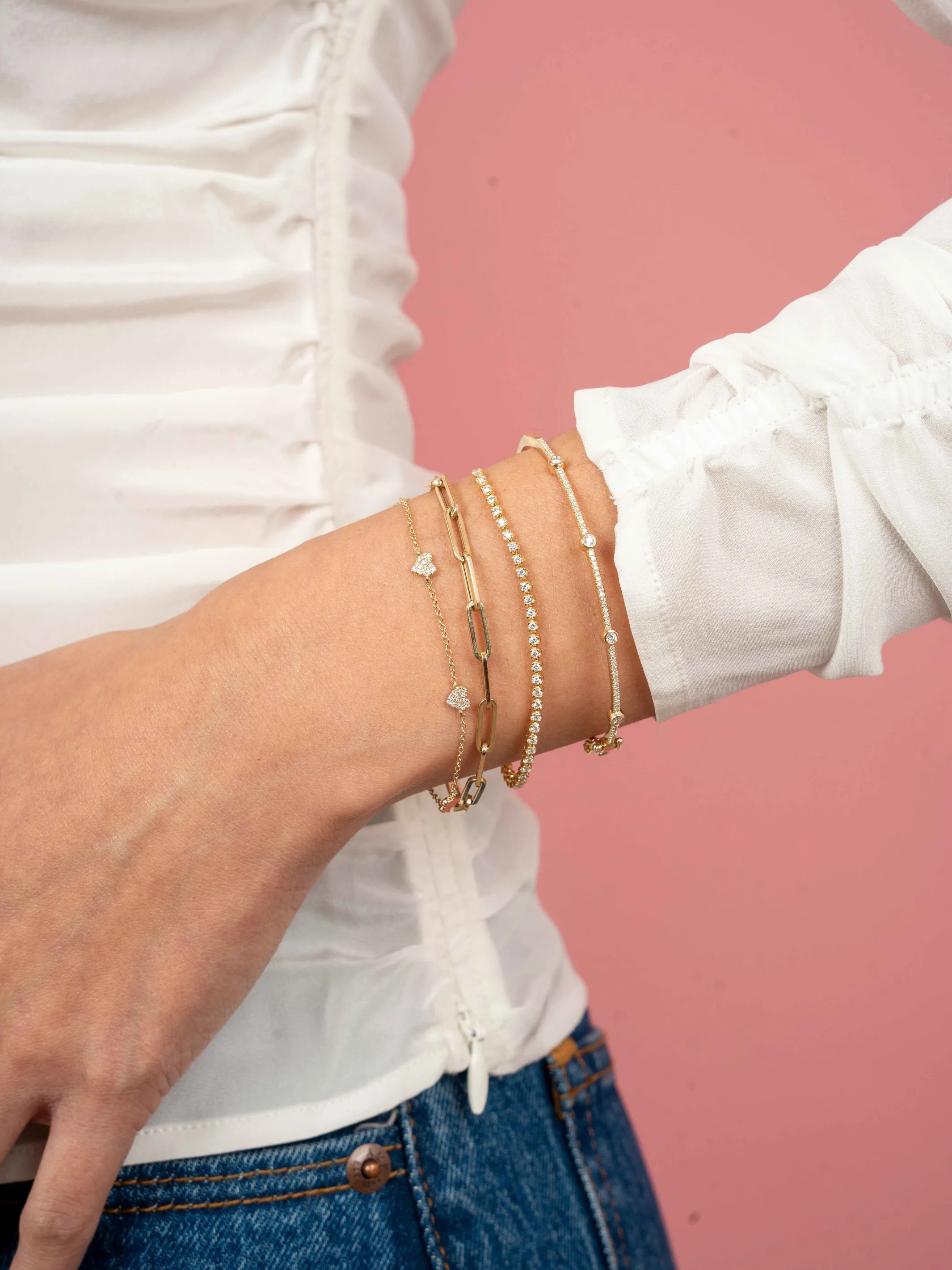 Paperclip 'M' Chain Bracelet 14K