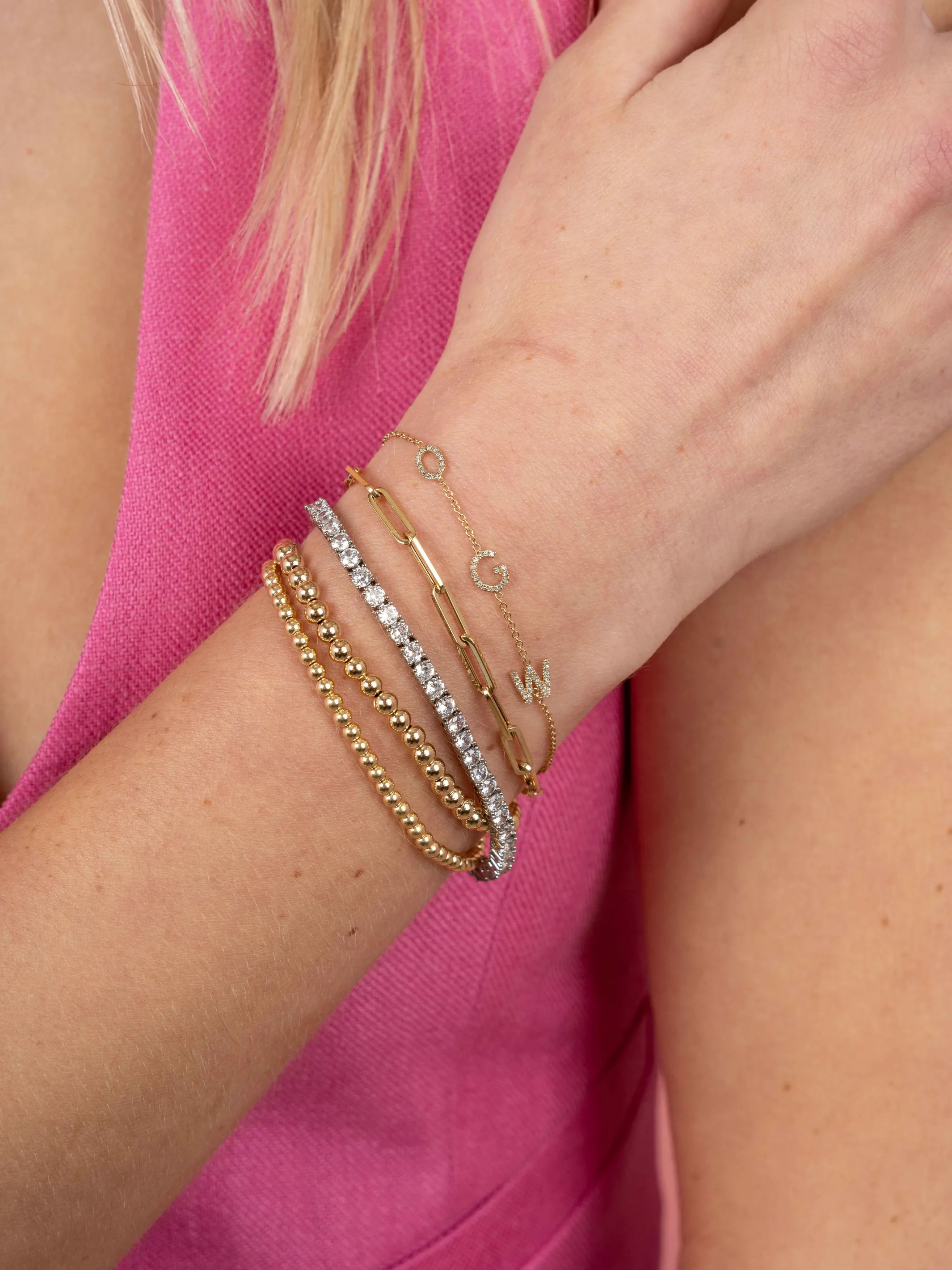 Paperclip 'M' Chain Bracelet 14K