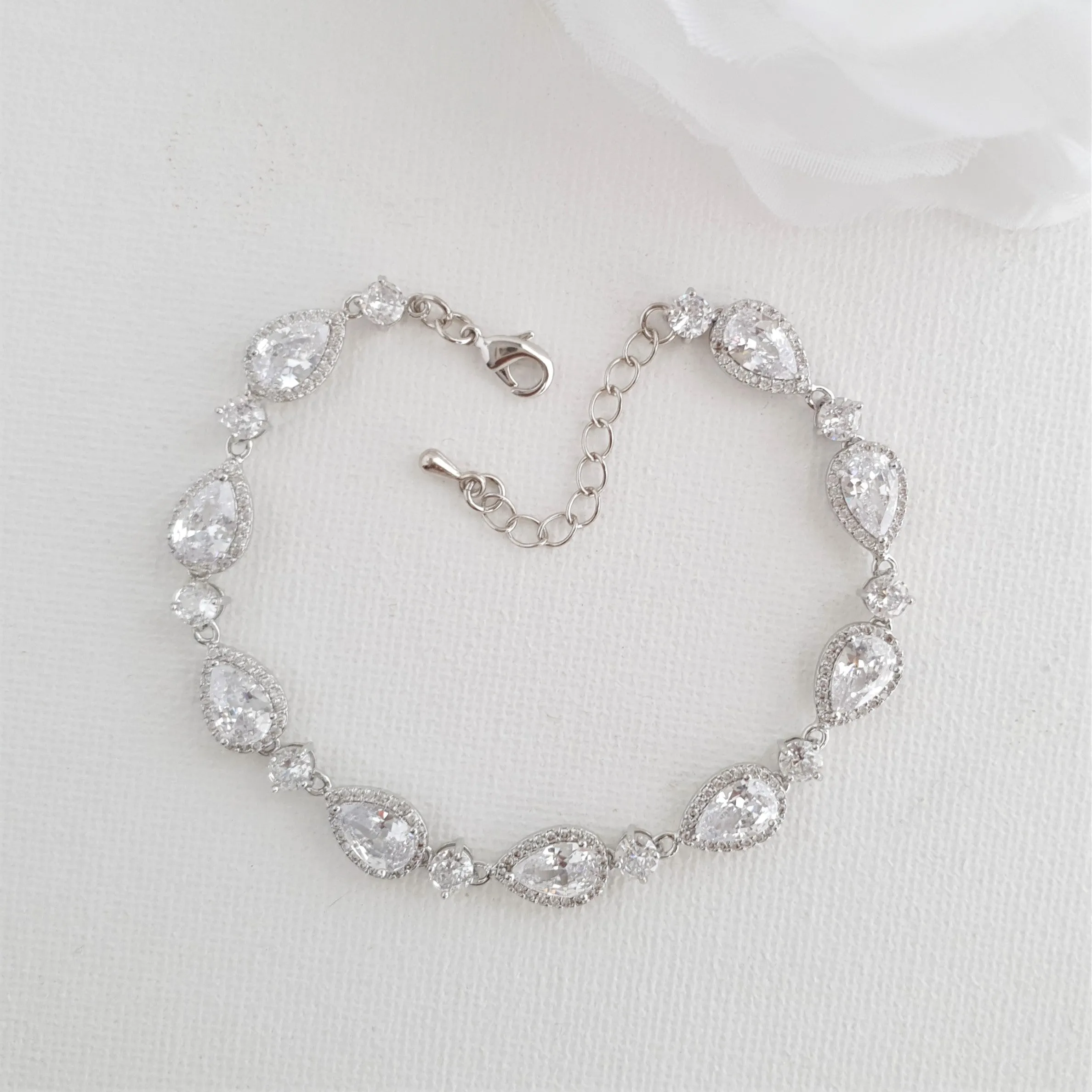 Pear Shaped Rose Gold Bridal Bracelet-Emma