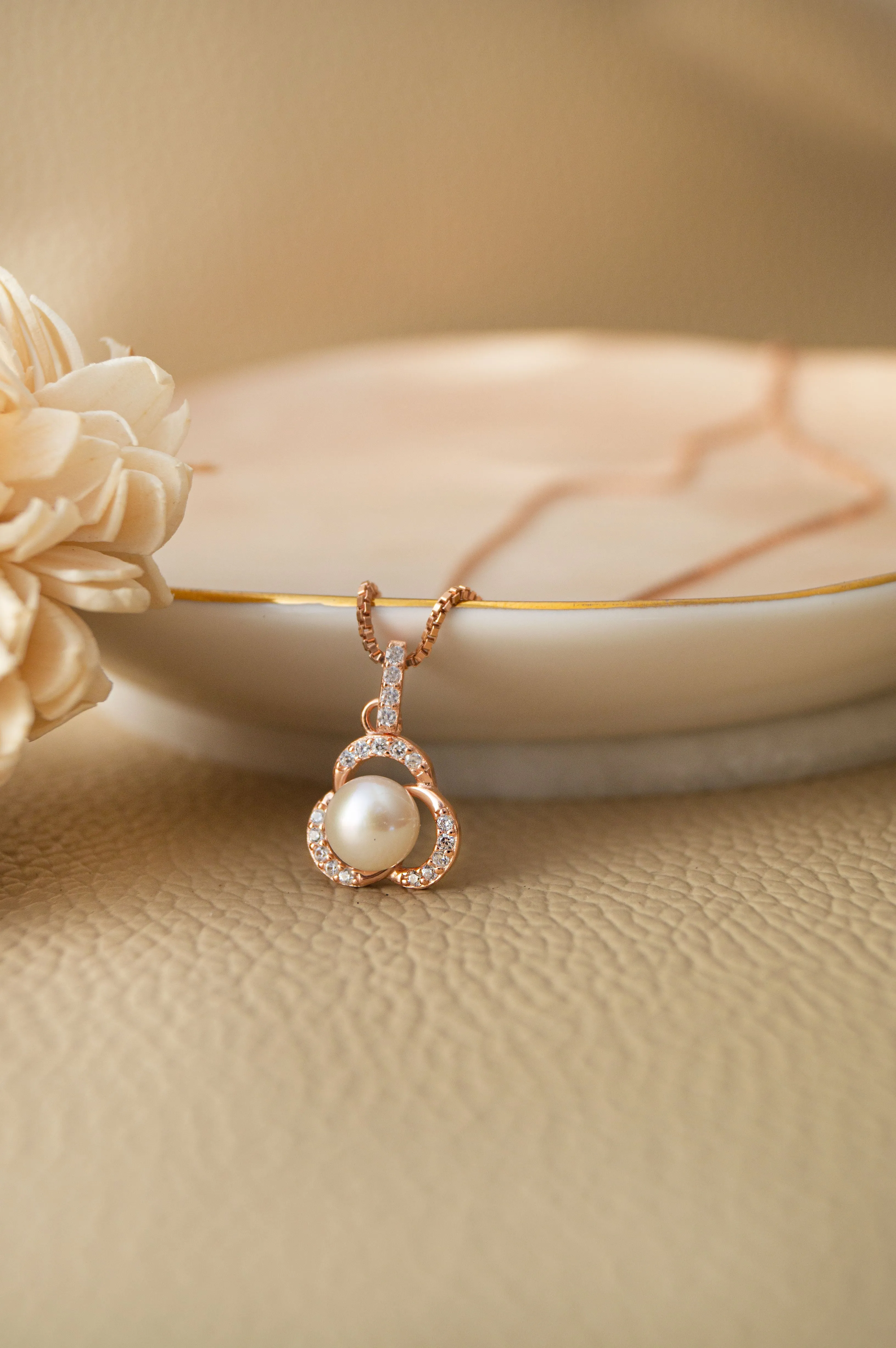 Pearl Enclosed Flower Sterling Silver Pendant