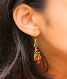 Precious Ruby & Emerald Drop Earrings in 22 KT Gold