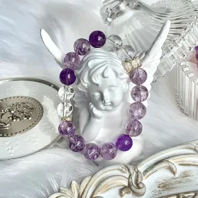 Purple Azeztulite & Real Amethyst Bracelet