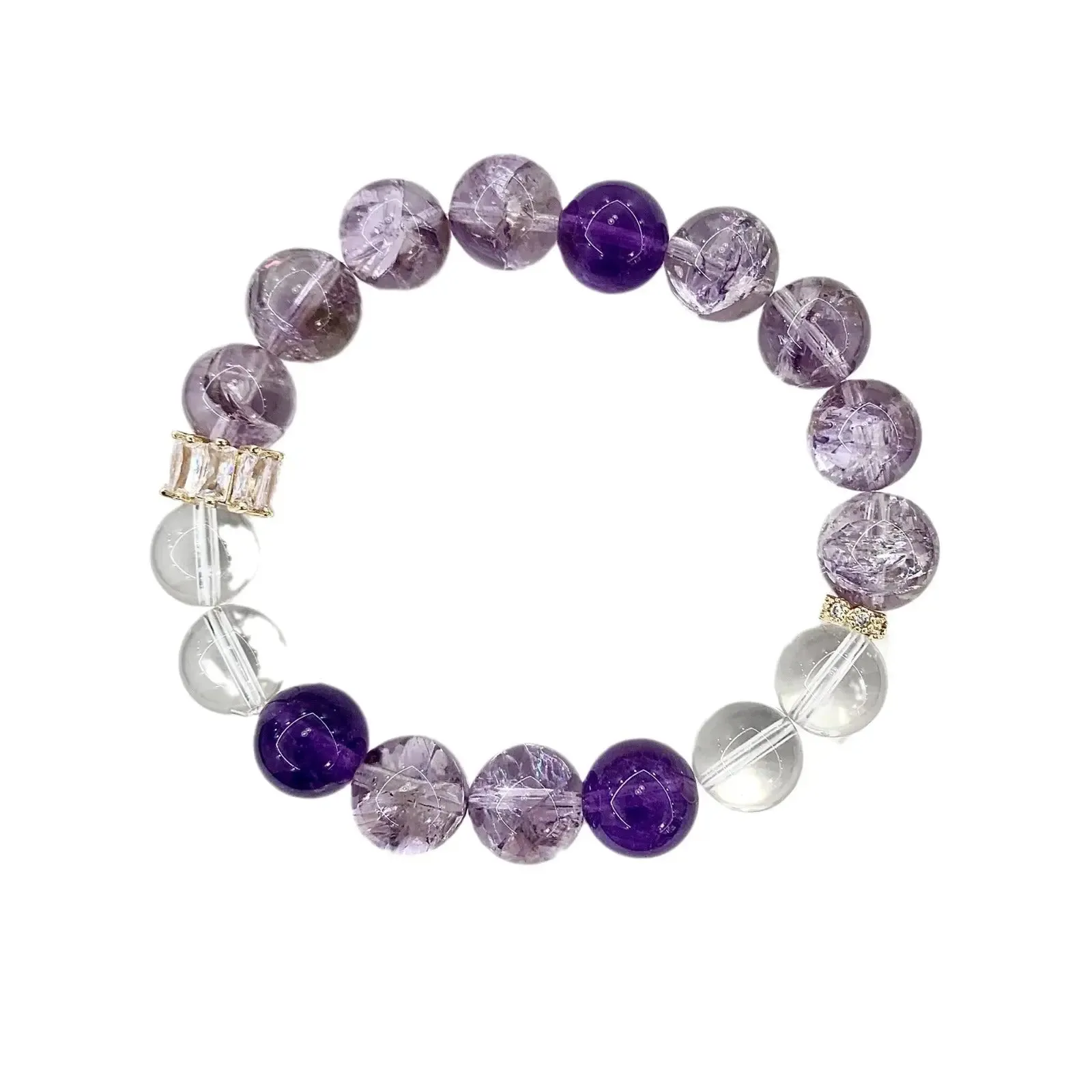 Purple Azeztulite & Real Amethyst Bracelet