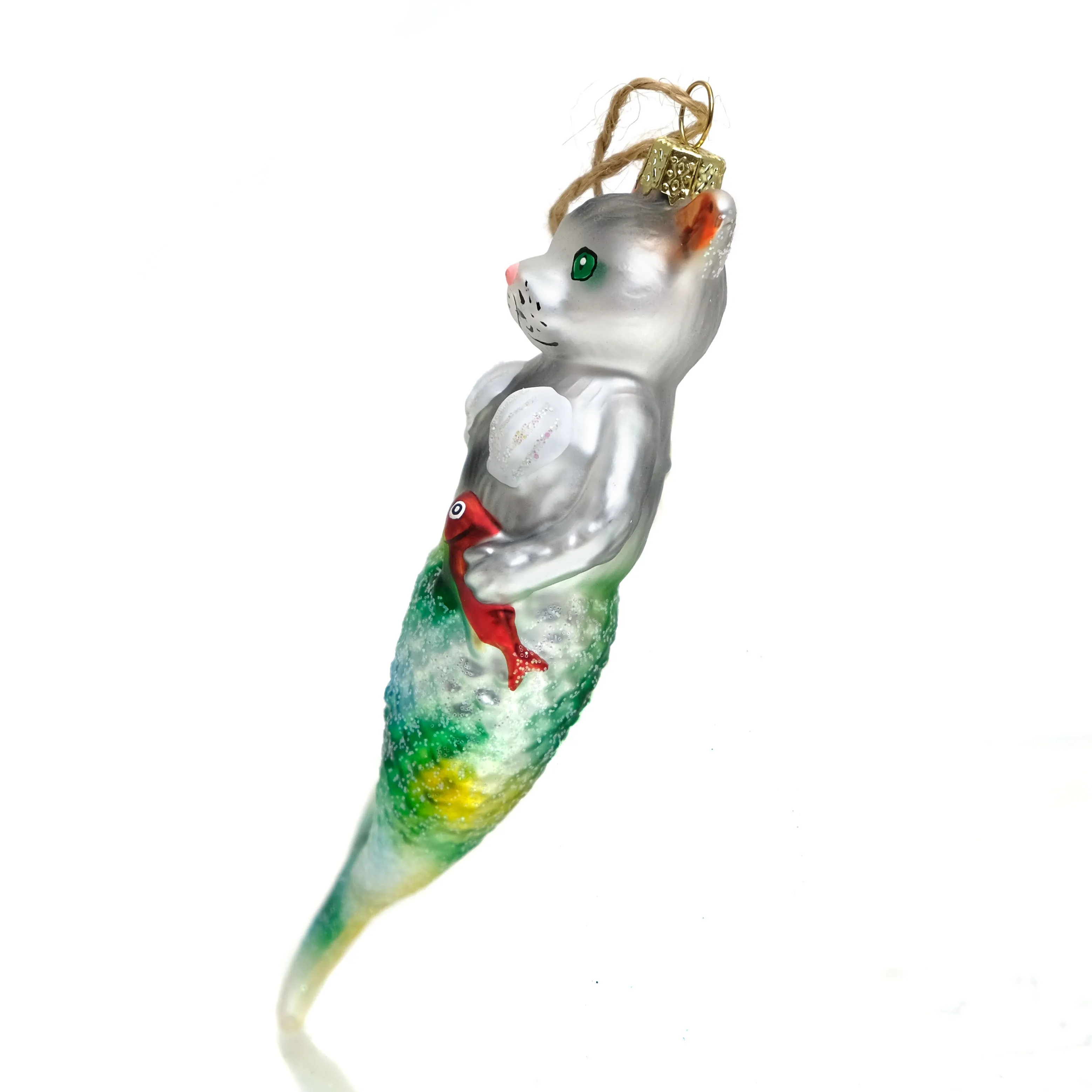 Purr-Maid Glass Mermaid Ornament