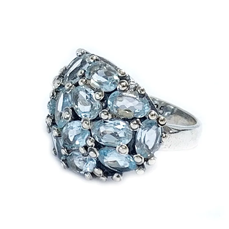 Rain Blue Topaz Gemstone Ring