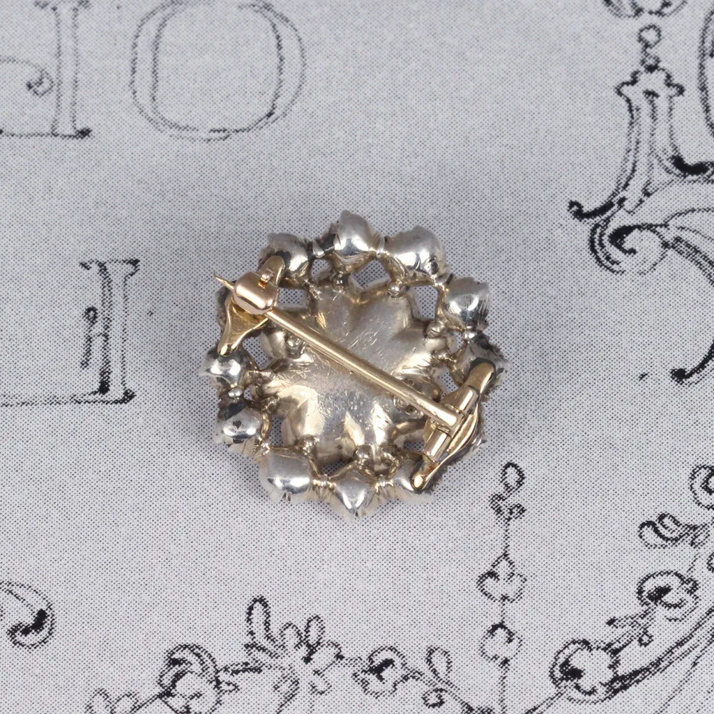 Rare Georgian Rose Cut Diamond Button Brooch