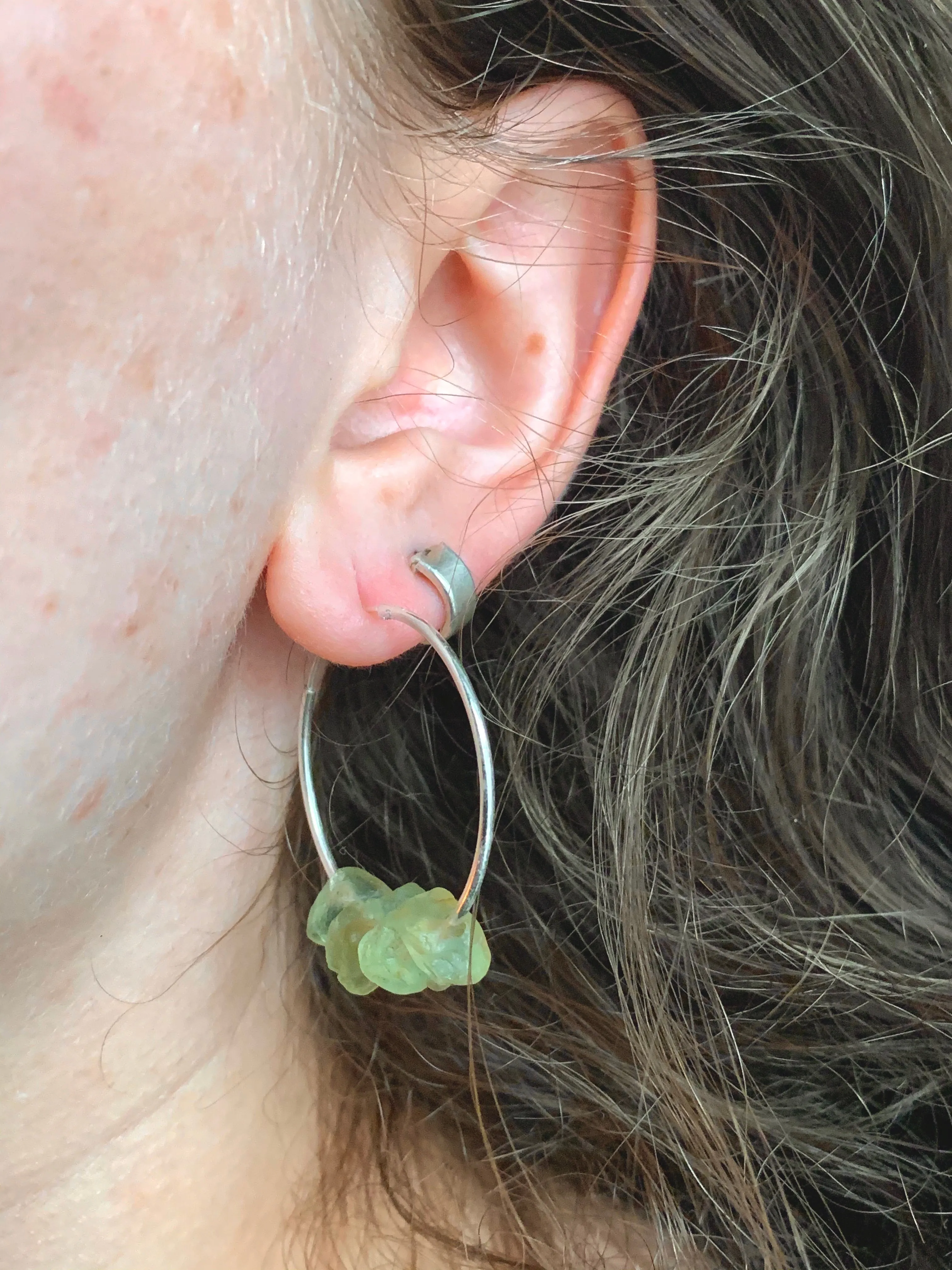 Raw Peridot Hoop Earrings