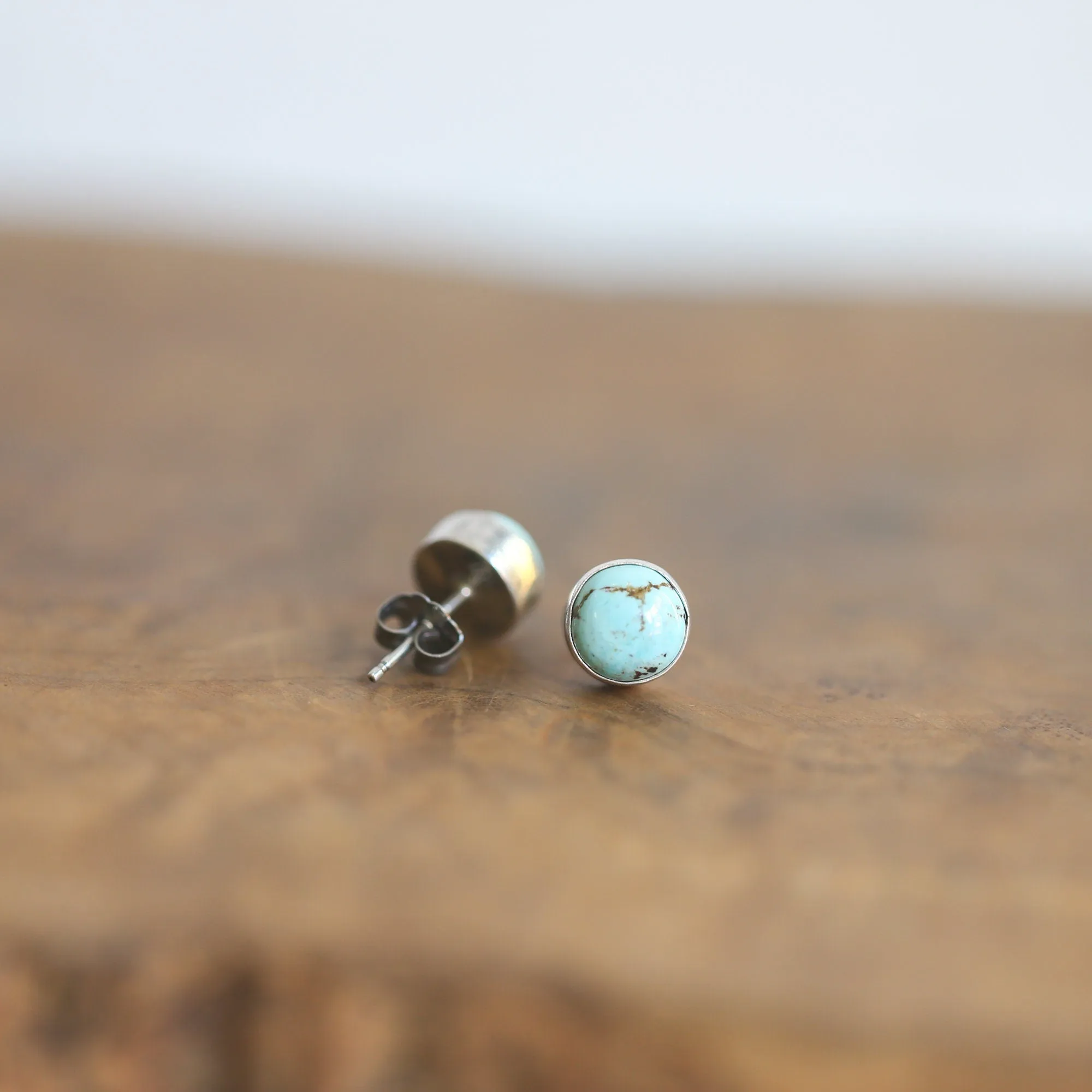 Ready to Ship - Soft Blue Turquoise Posts - American Turquoise Earrings - 8mm Turquoise Studs