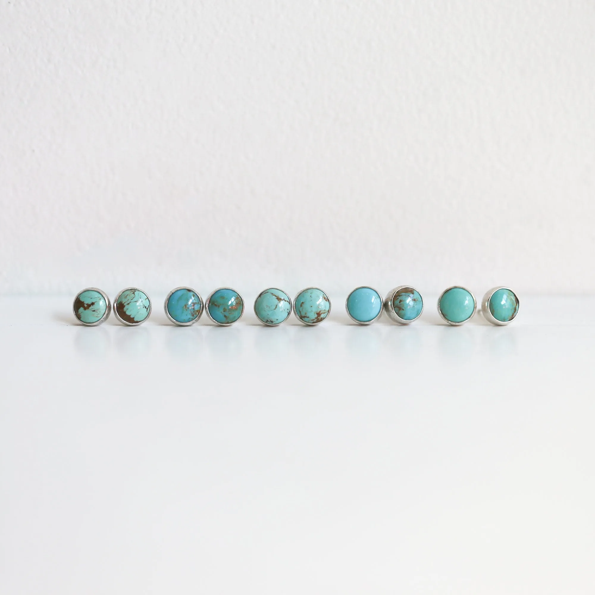 Ready to Ship - Soft Blue Turquoise Posts - American Turquoise Earrings - 8mm Turquoise Studs