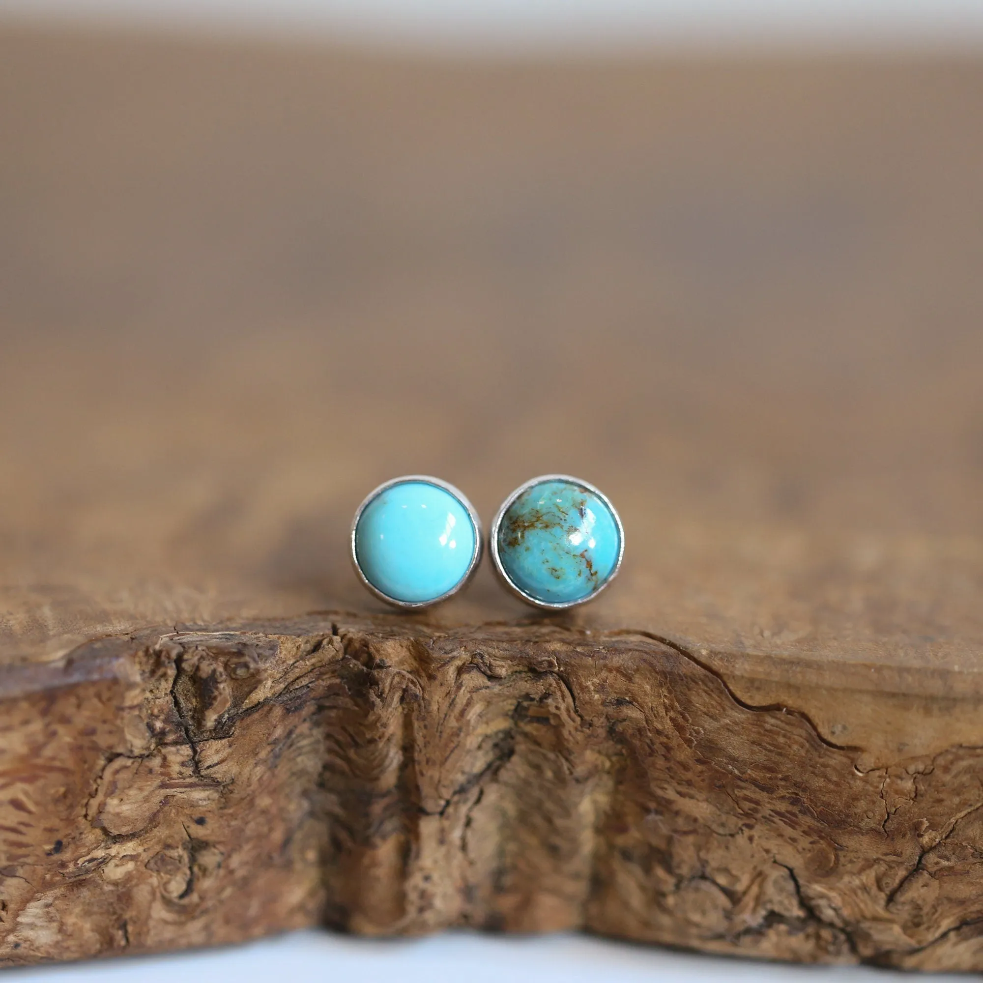 Ready to Ship - Soft Blue Turquoise Posts - American Turquoise Earrings - 8mm Turquoise Studs