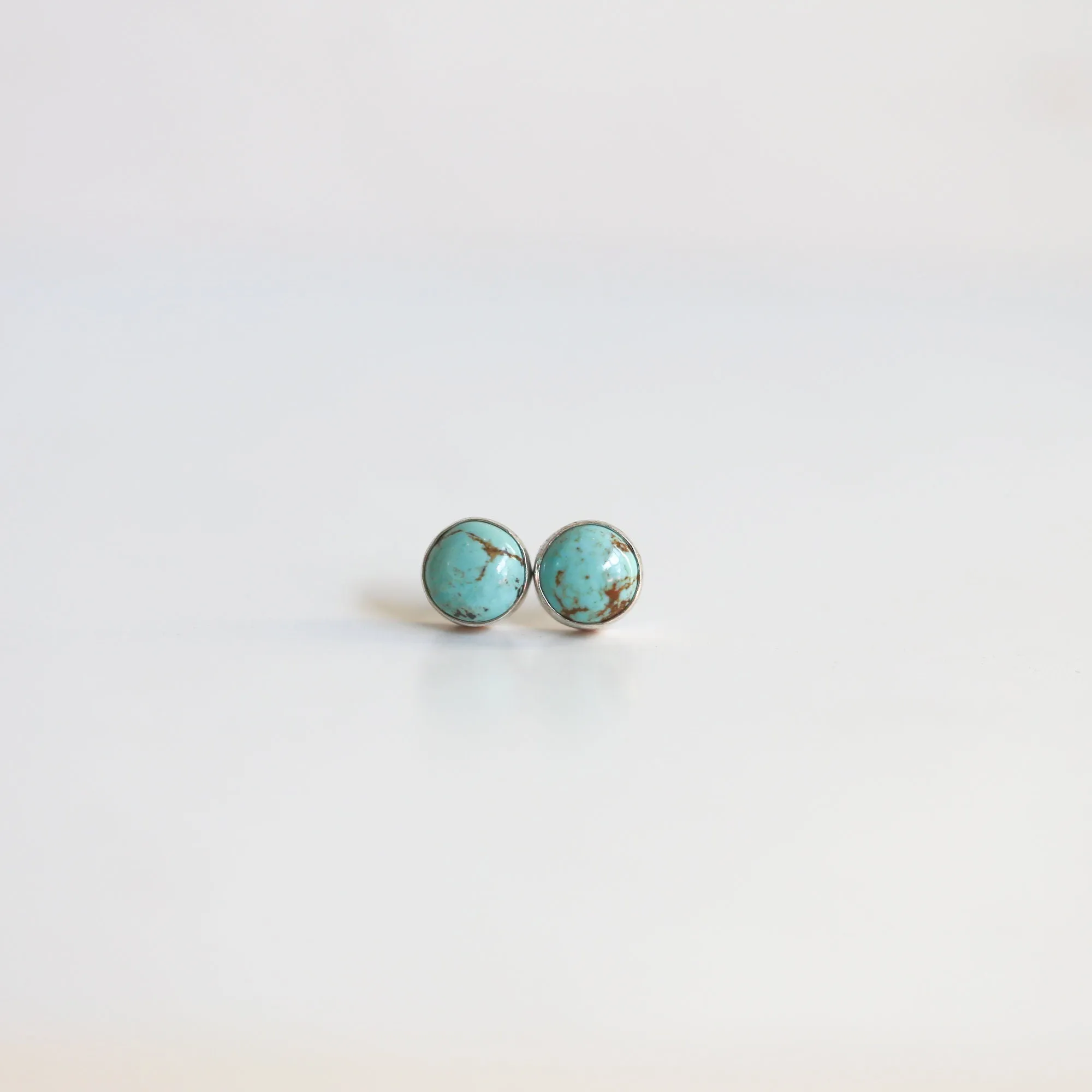 Ready to Ship - Soft Blue Turquoise Posts - American Turquoise Earrings - 8mm Turquoise Studs