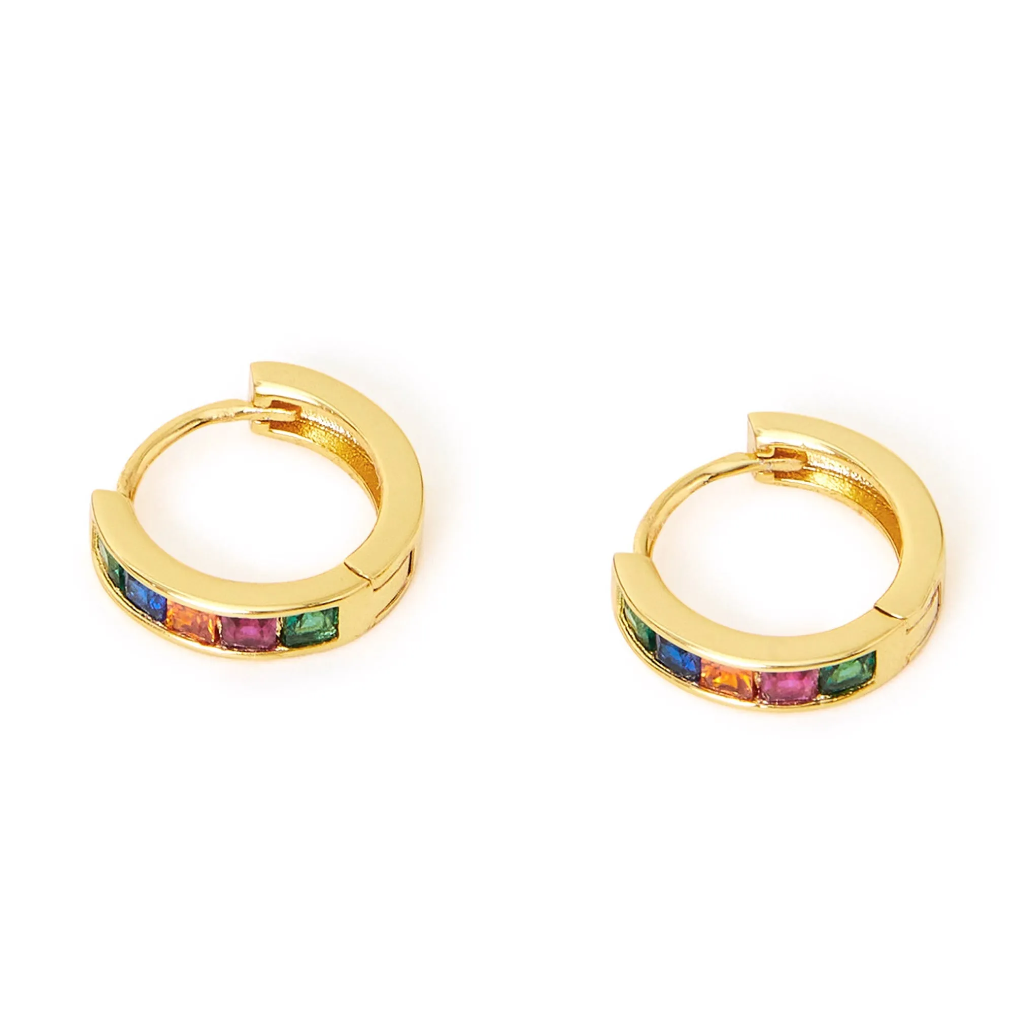 Real Gold-Plated Gem Hoop Earrings