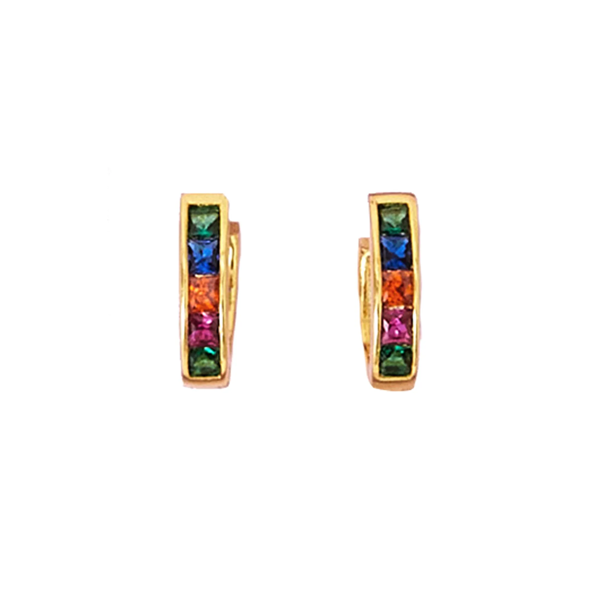 Real Gold-Plated Gem Hoop Earrings