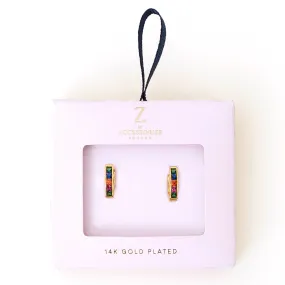 Real Gold-Plated Gem Hoop Earrings