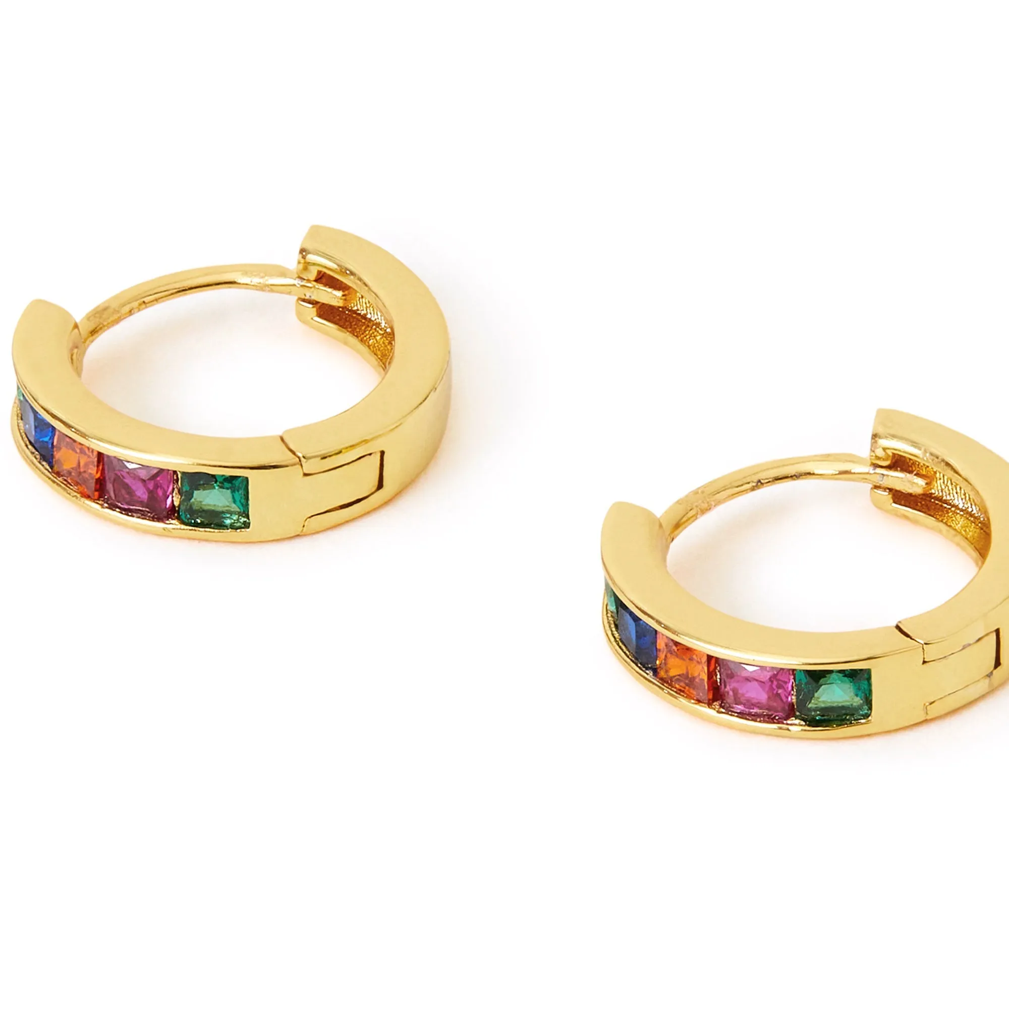 Real Gold-Plated Gem Hoop Earrings