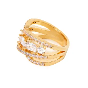 Real Gold-Plated Sparkle Stone Ring Gold-Small