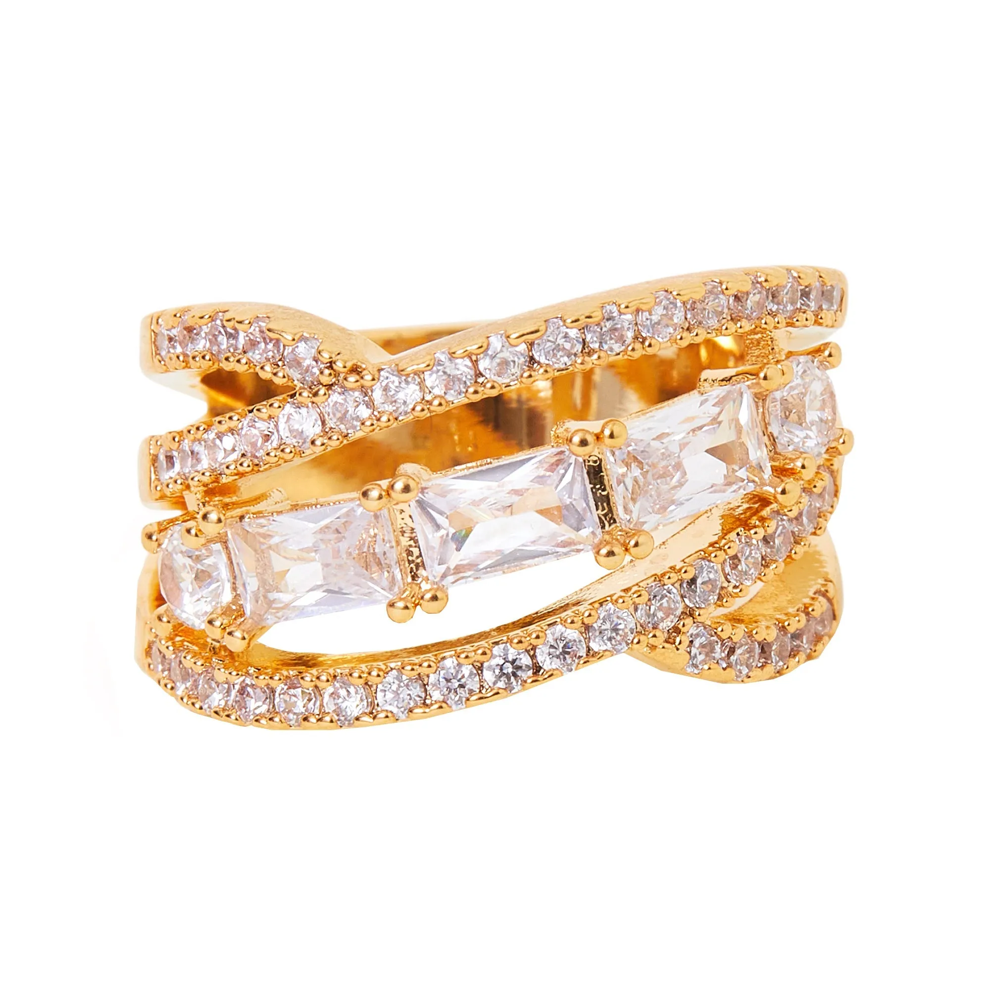 Real Gold-Plated Sparkle Stone Ring Gold-Small