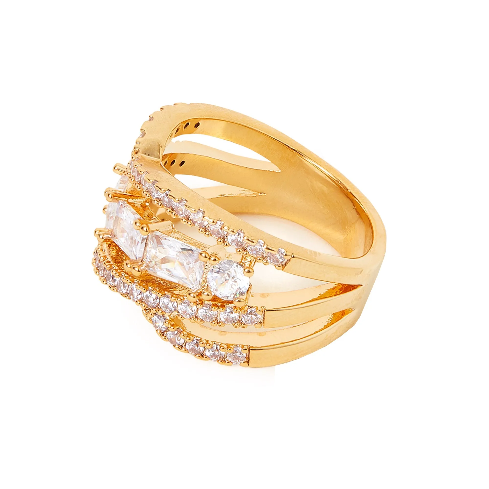 Real Gold-Plated Sparkle Stone Ring Gold-Small