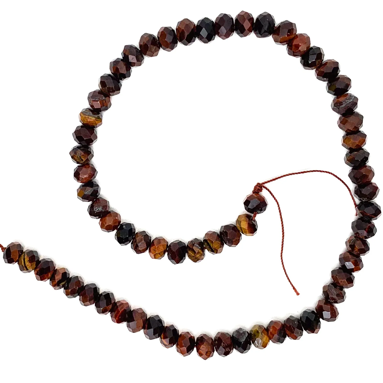 Red Tigers Eyes 8mm Faceted Rondelles Bead Strand