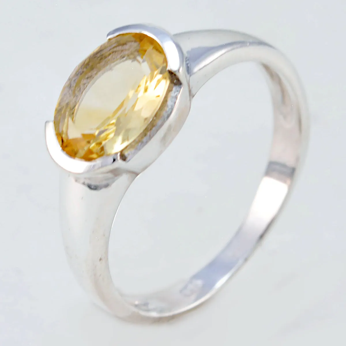 Riyo Adorable Gemstone Citrine 925 Silver Ring Shell Jewelry