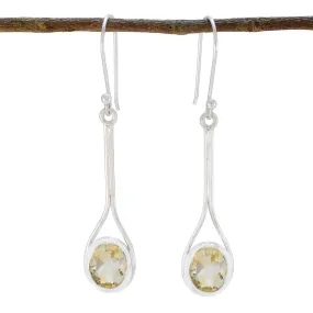 Riyo Beddable Sterling Silver Earring For Demoiselle Citrine Earring Bezel Setting Yellow Earring Dangle Earring