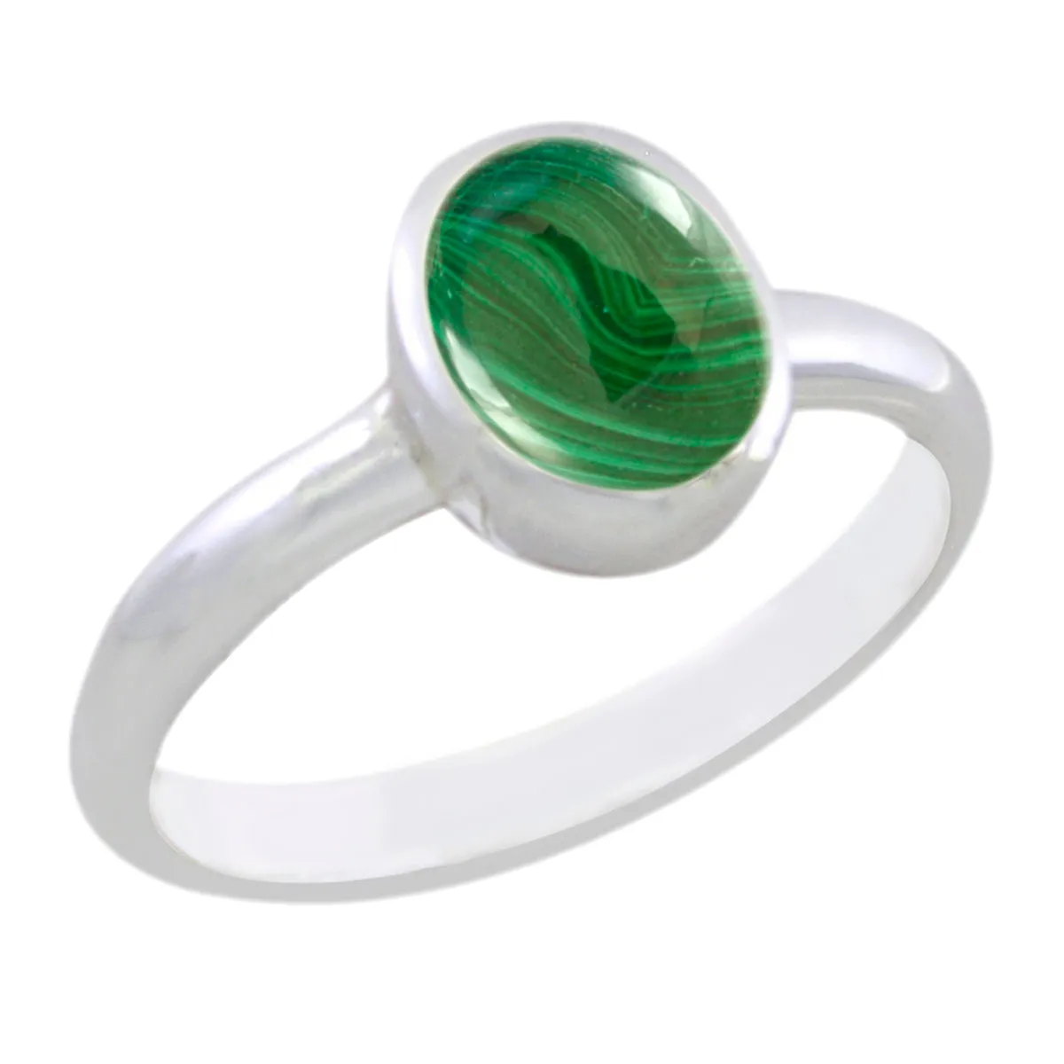 Riyo Cute Gemstones Malachite Sterling Silver Ring Wish Jewelry