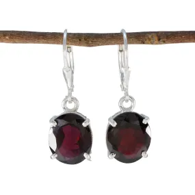 Riyo Easy On The Eye Sterling Silver Earring For Lady Garnet Earring Bezel Setting Red Earring Dangle Earring