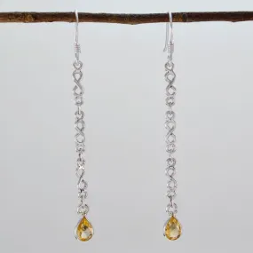 Riyo Genuine Gems oval Faceted Yellow Citrine Silver Earring daughter's day gift