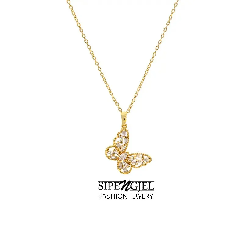 Romantic Zircon Butterfly Necklace Clavicle Chain neckalce For Women Accessories Jewelry