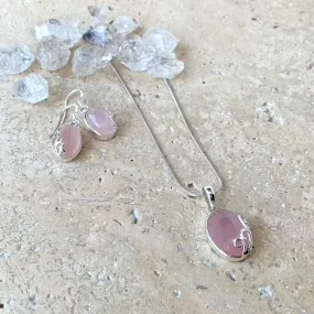 Rose Quartz Pendant & Earring Set - Mia