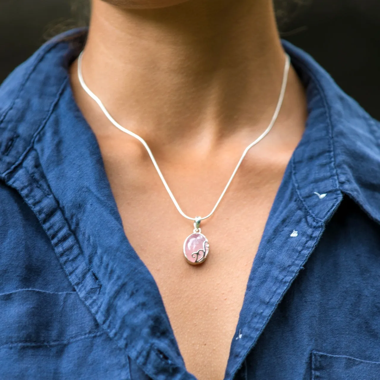 Rose Quartz Pendant & Earring Set - Mia