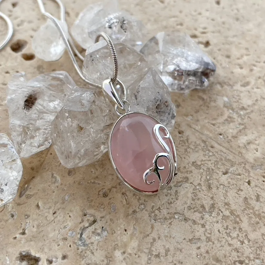 Rose Quartz Pendant & Earring Set - Mia