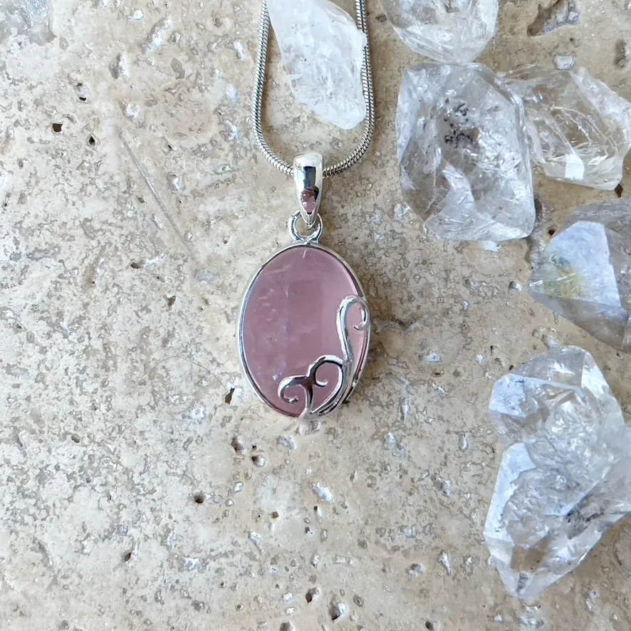 Rose Quartz Pendant & Earring Set - Mia