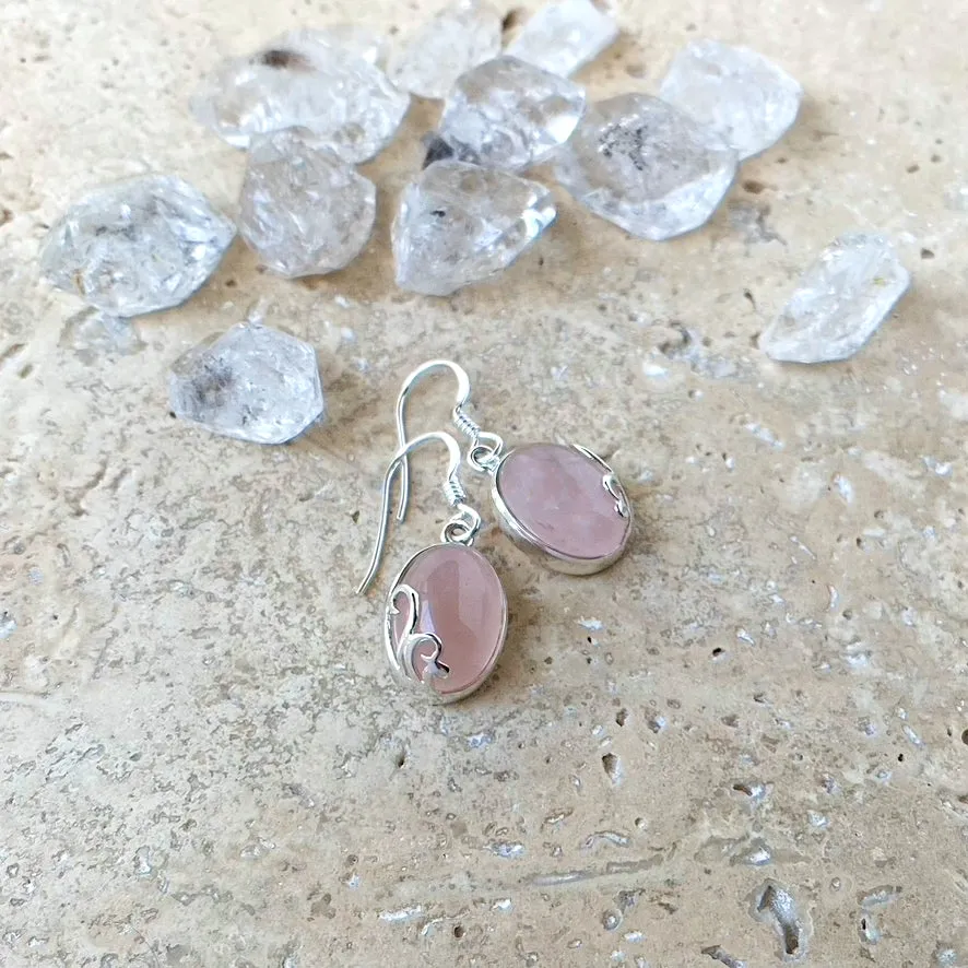 Rose Quartz Pendant & Earring Set - Mia