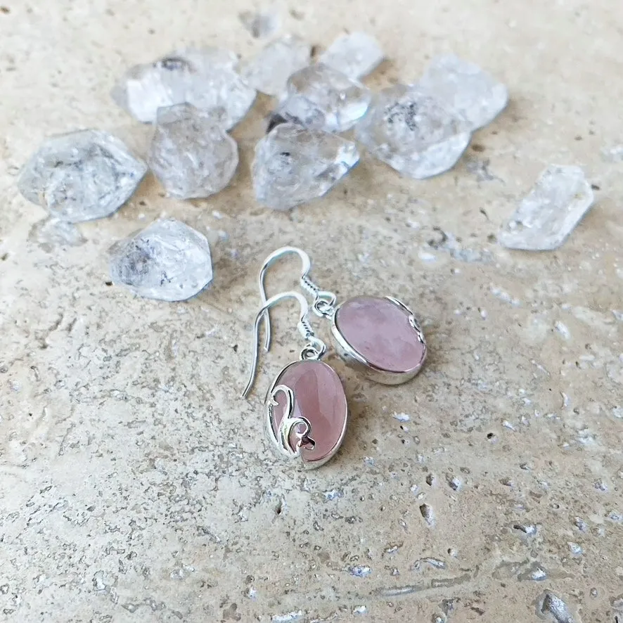 Rose Quartz Pendant & Earring Set - Mia