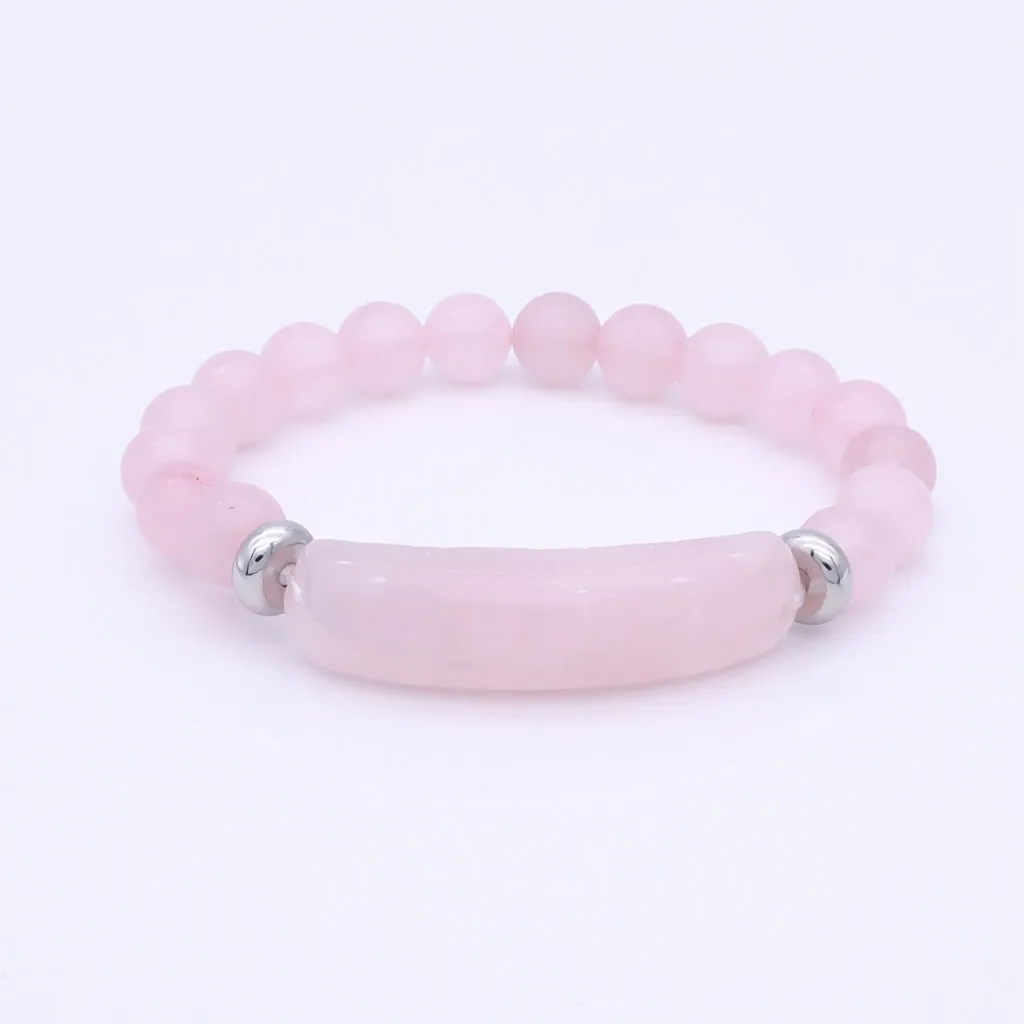 Rose Quartz Semi Precious Stone Bracelet