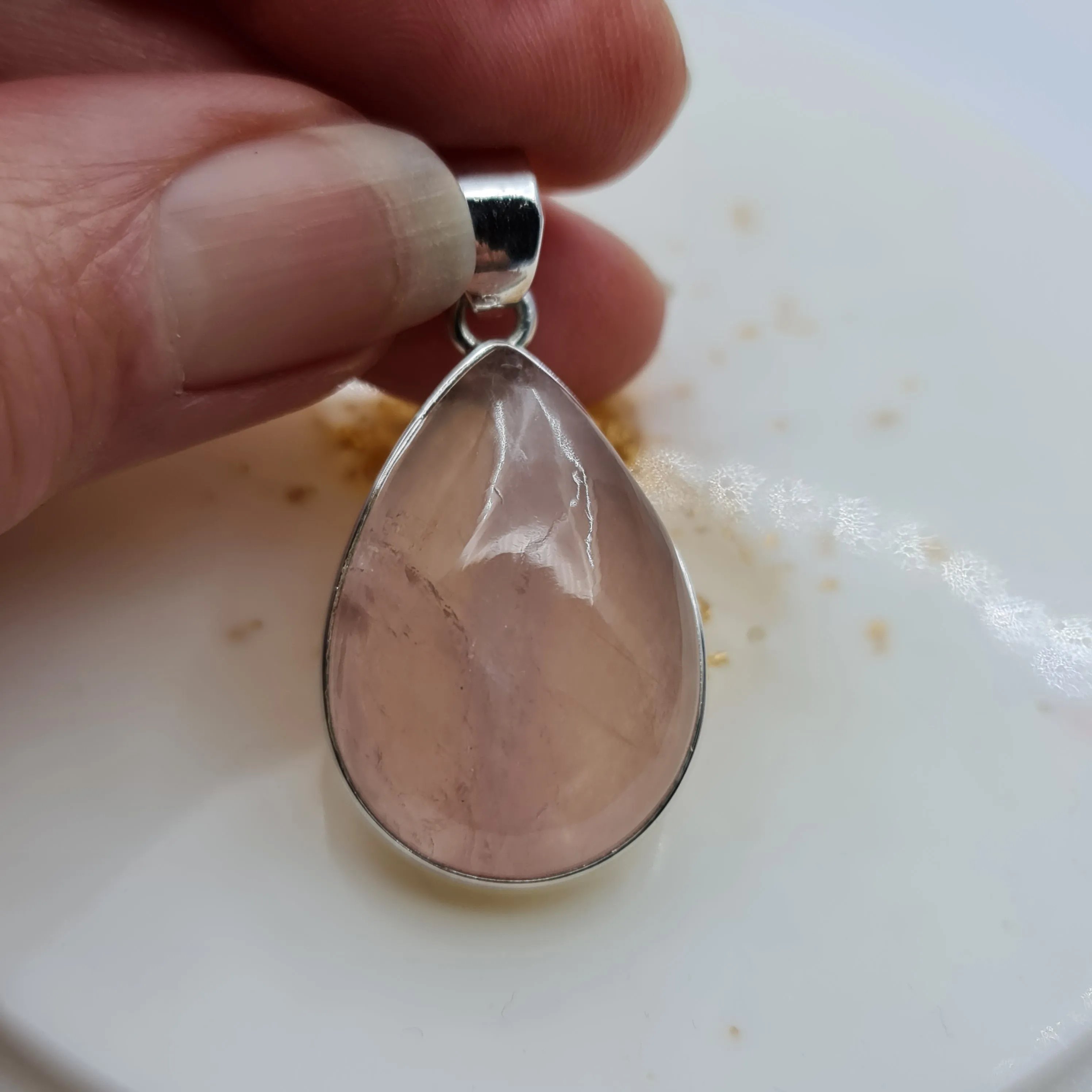 Rose Quartz teardrop Stone pendant