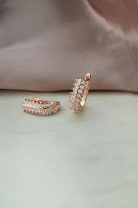 Shimmering Edges Rose Gold Plated Sterling Silver Hoop Earrings