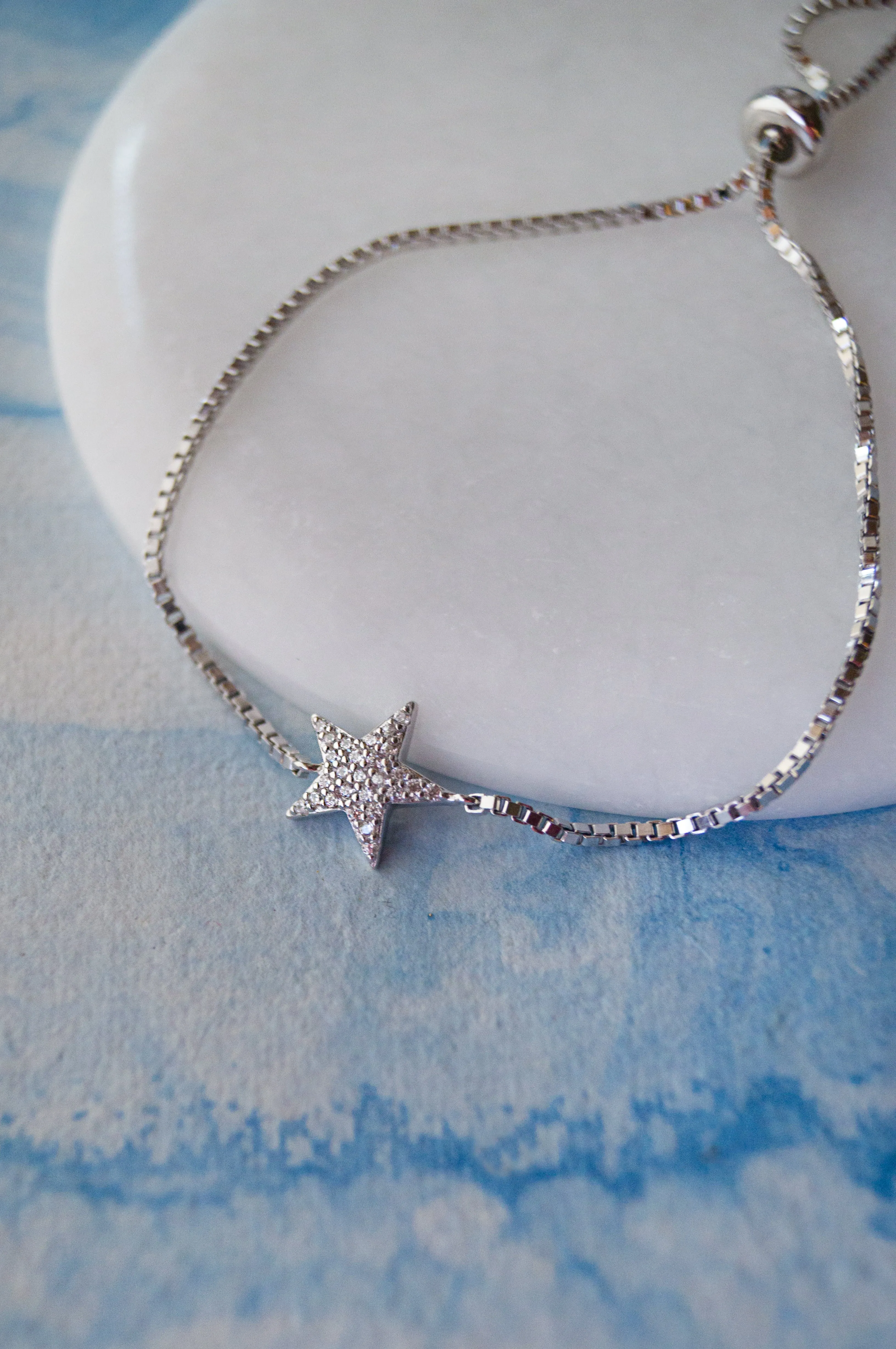 Shinning Star Sterling Silver Pull Chain Bracelet