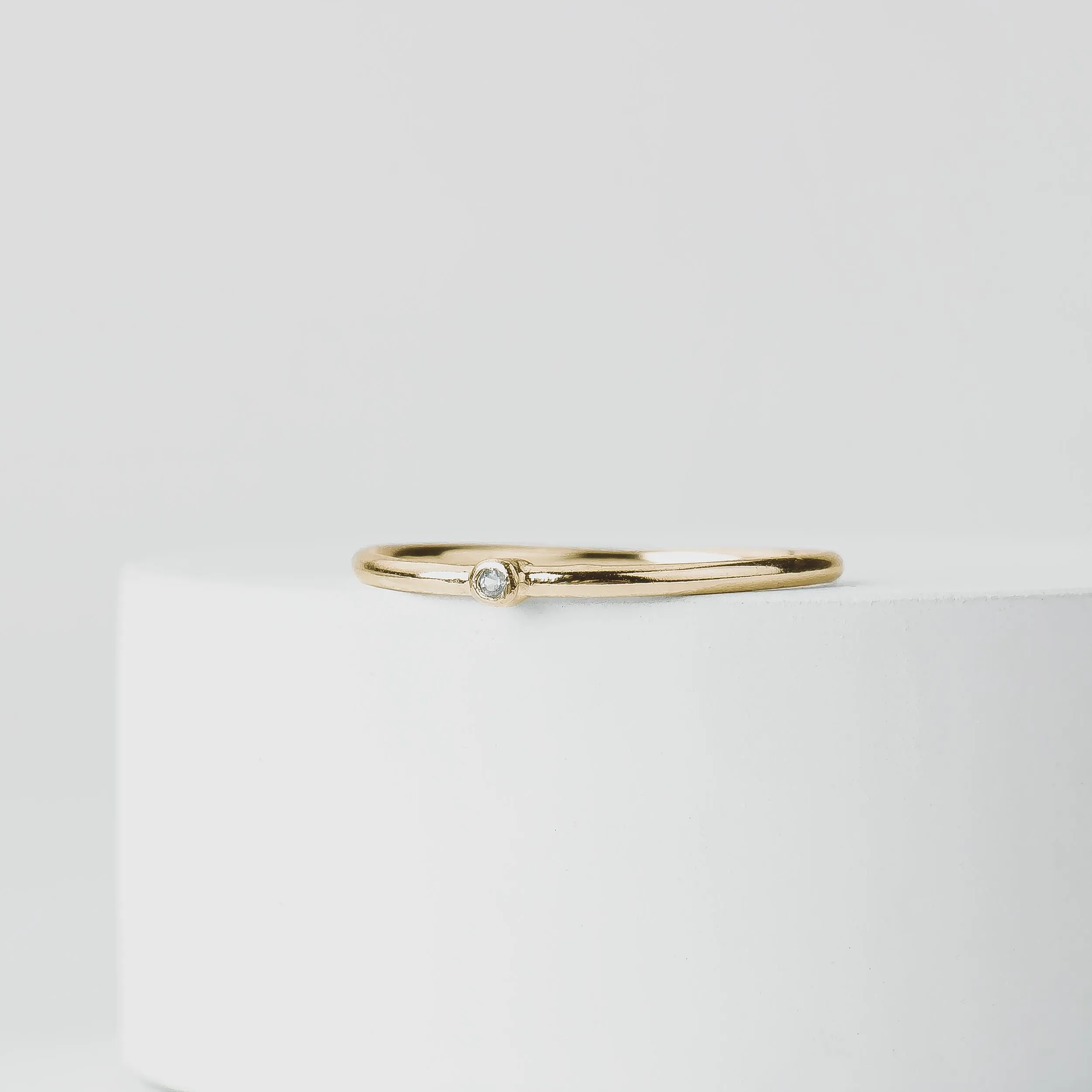 Solid 14K Gold Diamond Stacking Rings