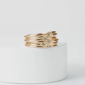 Solid 14K Gold Diamond Stacking Rings