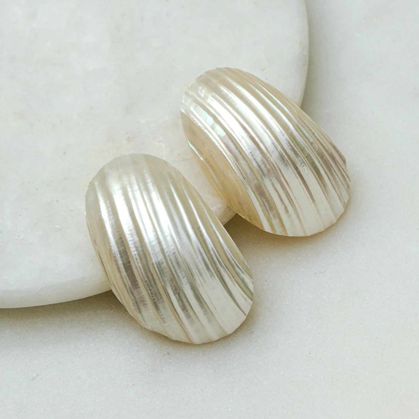 Statement Mother Of Pearl Shell Earrings