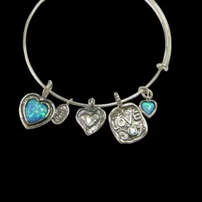 Sterling Silver Bracelet for woman. Boho-chic jewelry. Charms Bracelet.