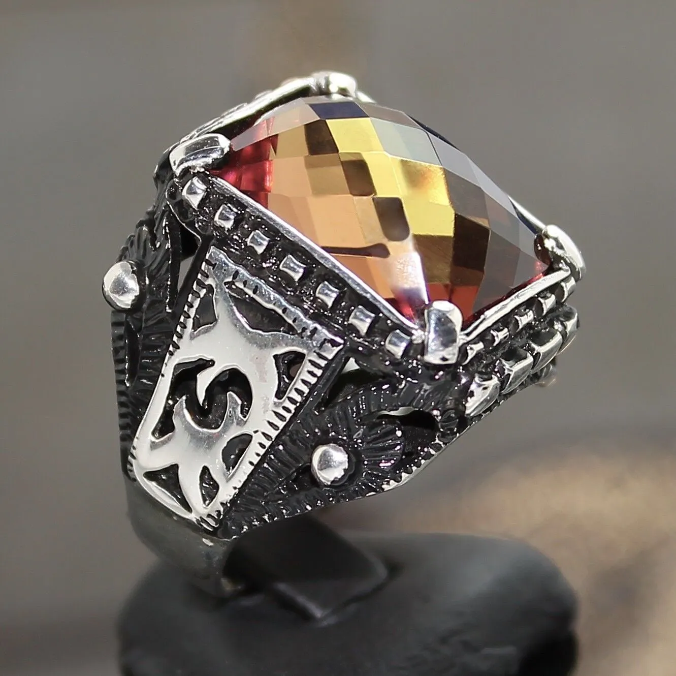 Sterling Silver Mens Ring Diaspore Color Changing Turkish Gemstone Sultanit Unique Jewelry